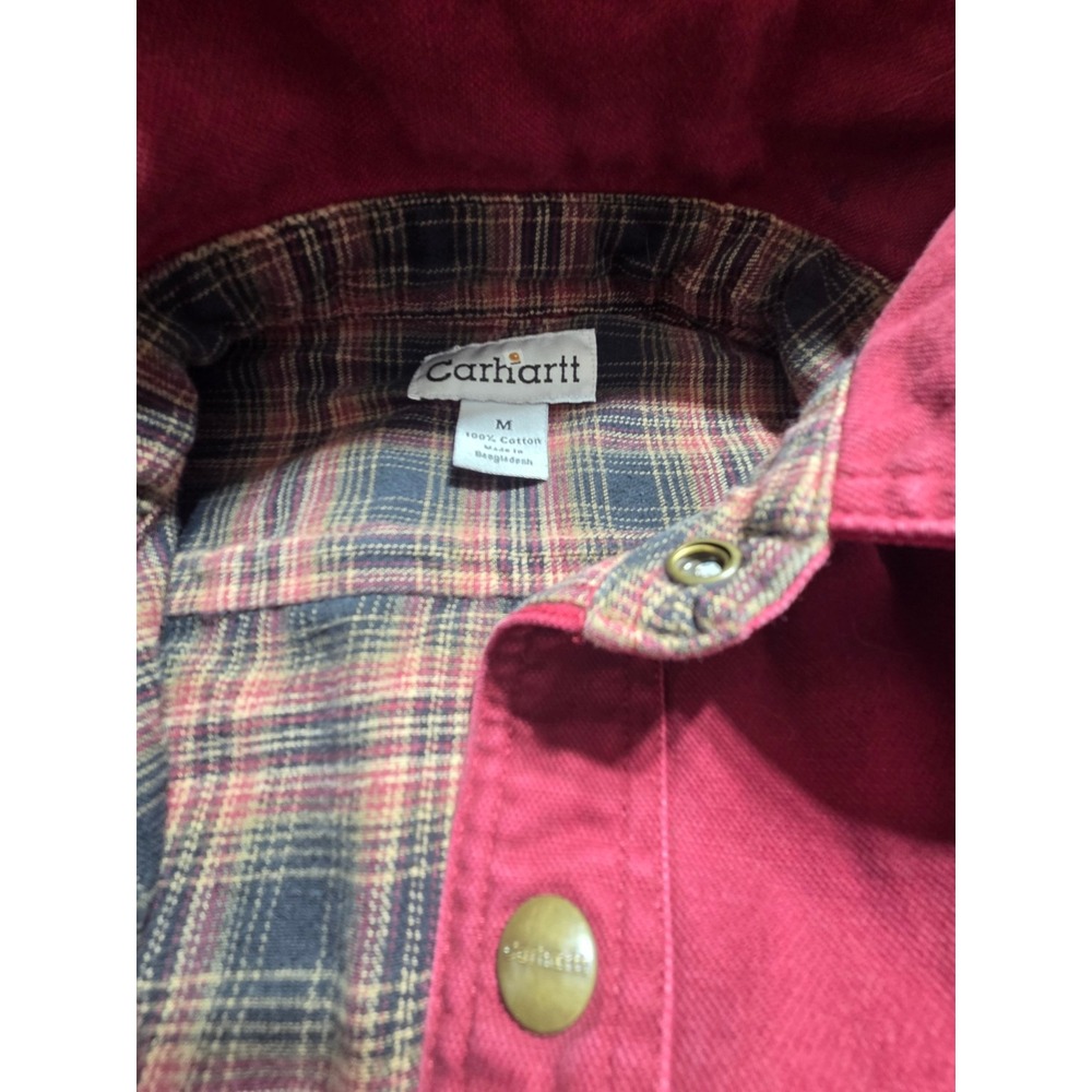 Carhartt S96 DKR Mens M Dark Red Canvas Flannel Lined Shirt Jacket 2008
